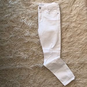 High waist white distressed jeans